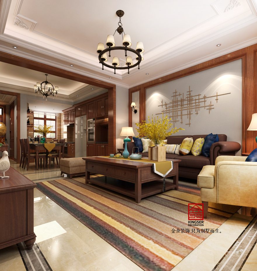 西山林语190平米美式风格装修效果图