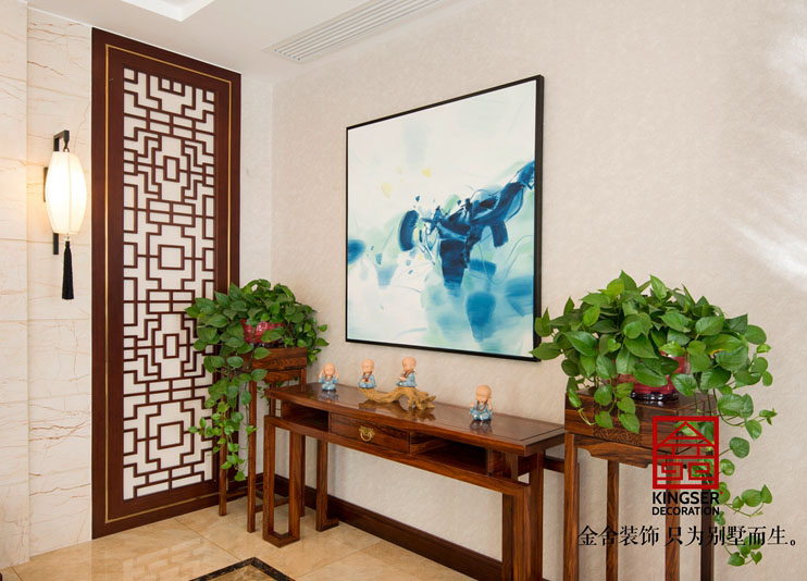 江南新城400平新中式风格别墅装修实景