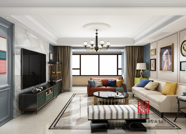 荣盛华府-美式风格-客厅