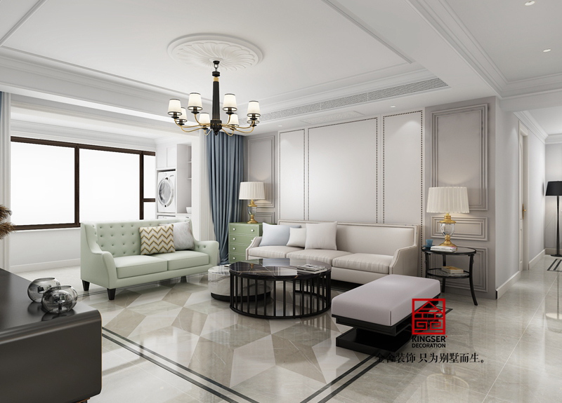荣盛华府-美式装修-客厅