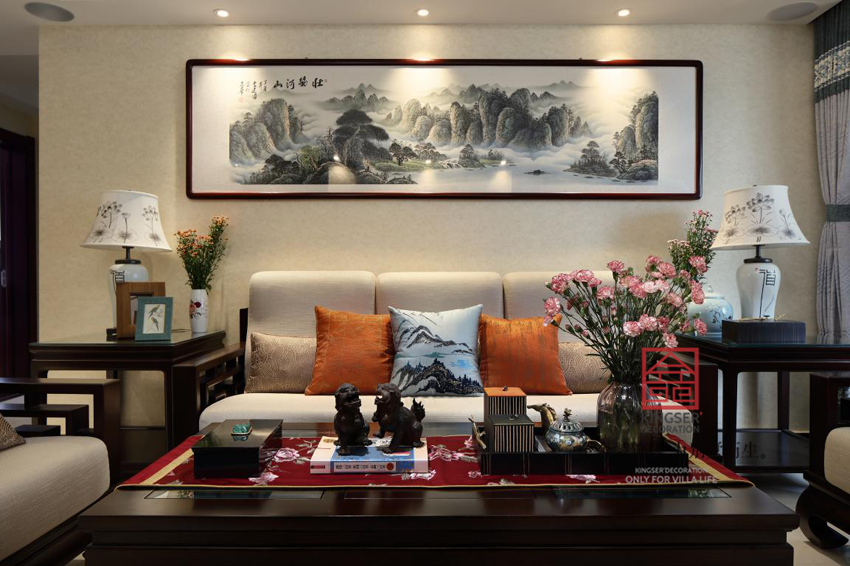 启锐园140平米-新中式-客厅