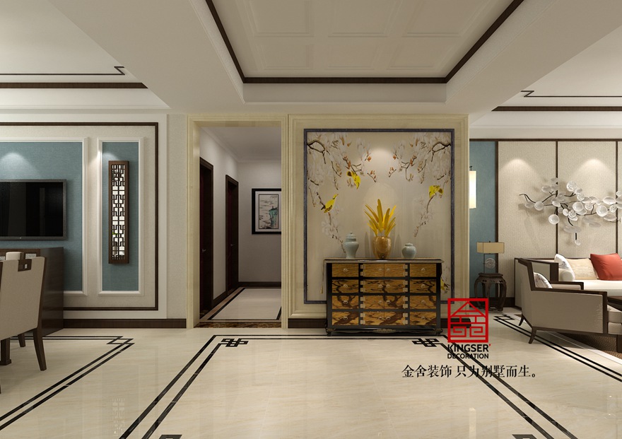 新源燕府装修-新中式风格-玄关