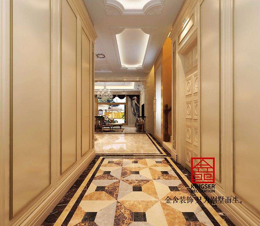 原河名墅别墅装修-美式风格-玄关