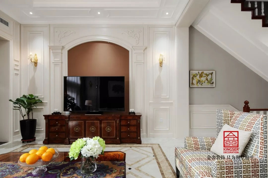 蓝郡别墅装修-美式风格-客厅