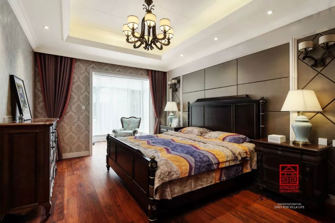 蓝郡别墅装修-美式风格-卧室