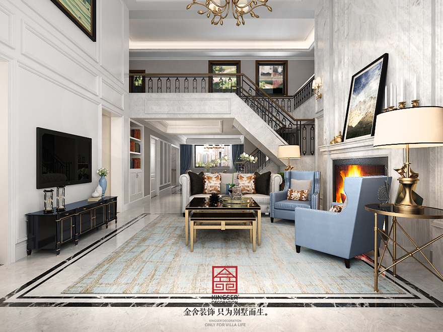 鑫界王府别墅装修-欧式风格-客厅