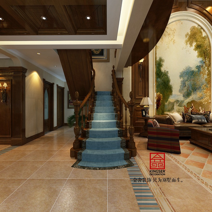 鑫界王府别墅装修-美式古典-楼梯