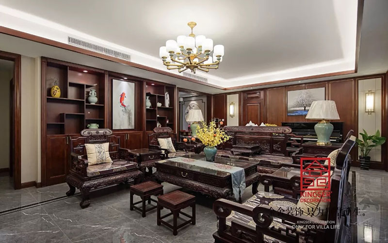 国宾壹号装修实景-中式风格-客厅