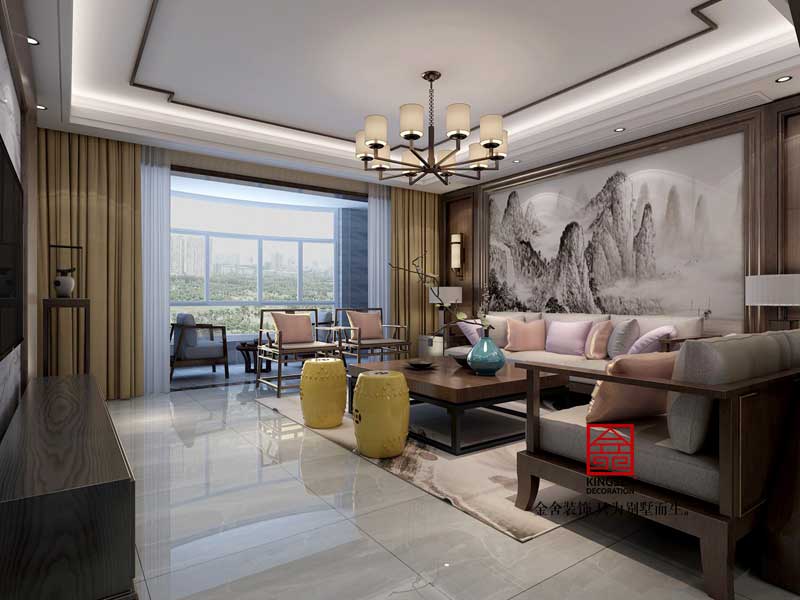 国宾壹号装修-中式风格-客厅