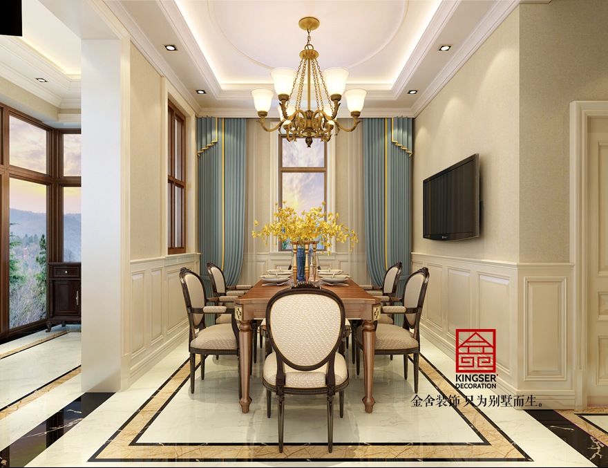 大者别墅装修-美式风格-餐厅