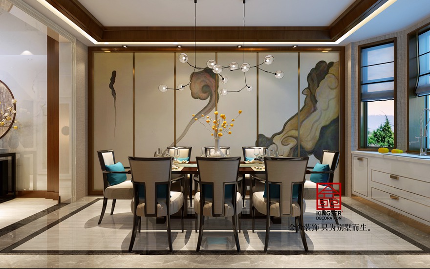 鑫界王府别墅装修-中式风格-餐厅