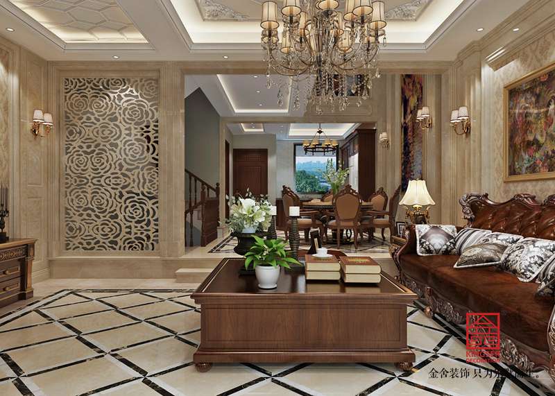 江南新城300平米装修-欧式风格-客厅