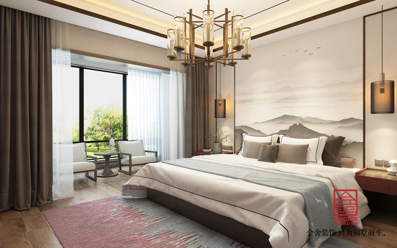 融创中心217平米装修-中式风格-卧室