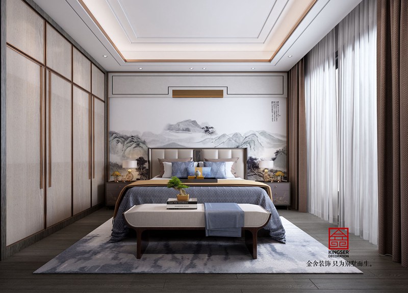 龙湖天宸原著200平中式装修图-卧室