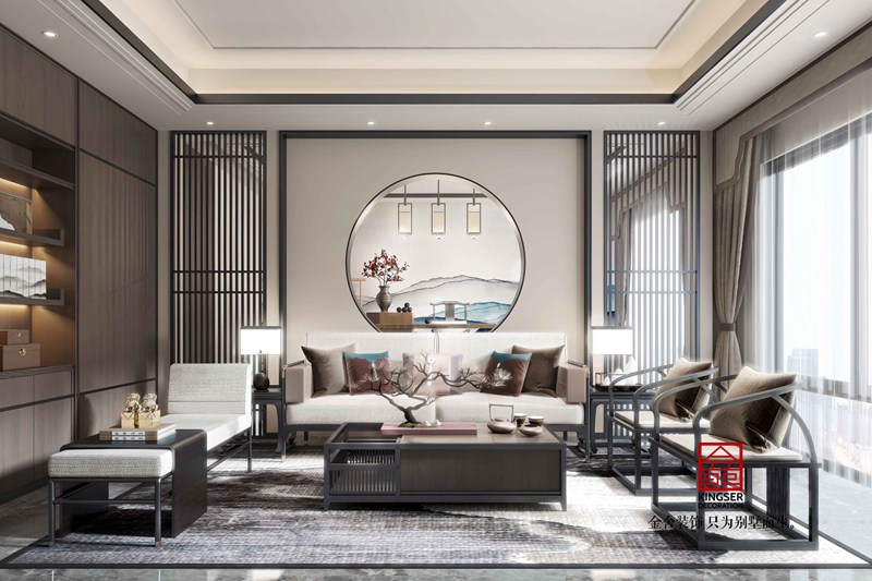 龙湖天宸原著200平中式装修图-客厅