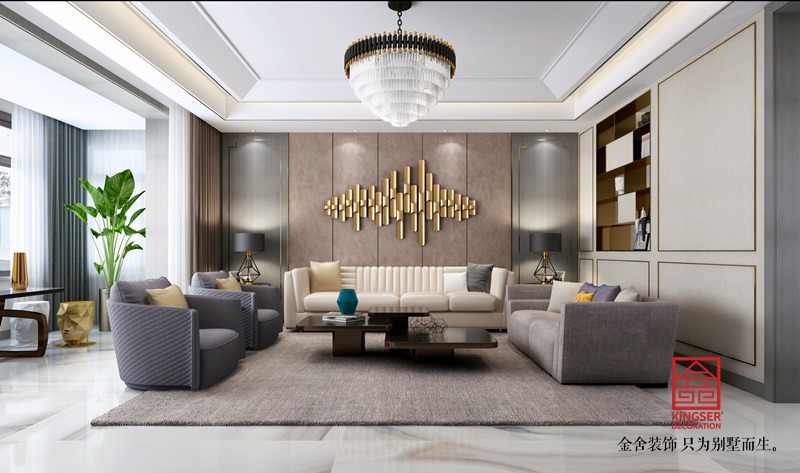 荣盛华府198平米装修-轻奢风格-客厅