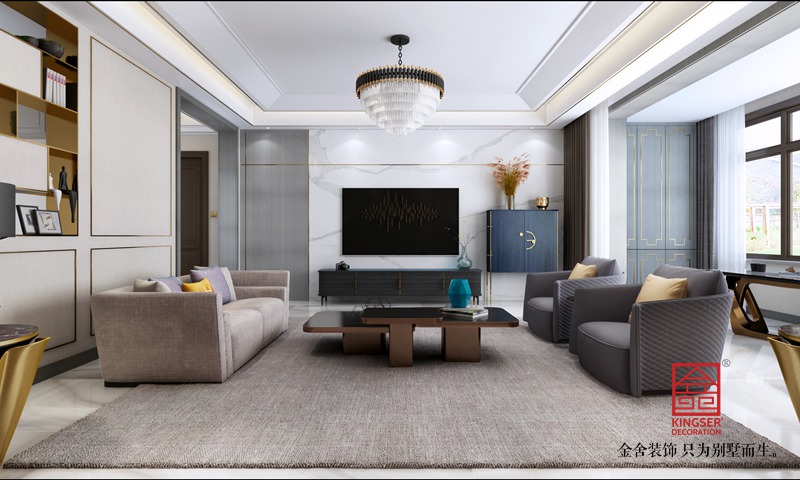 荣盛华府198平米装修-轻奢风格-客厅