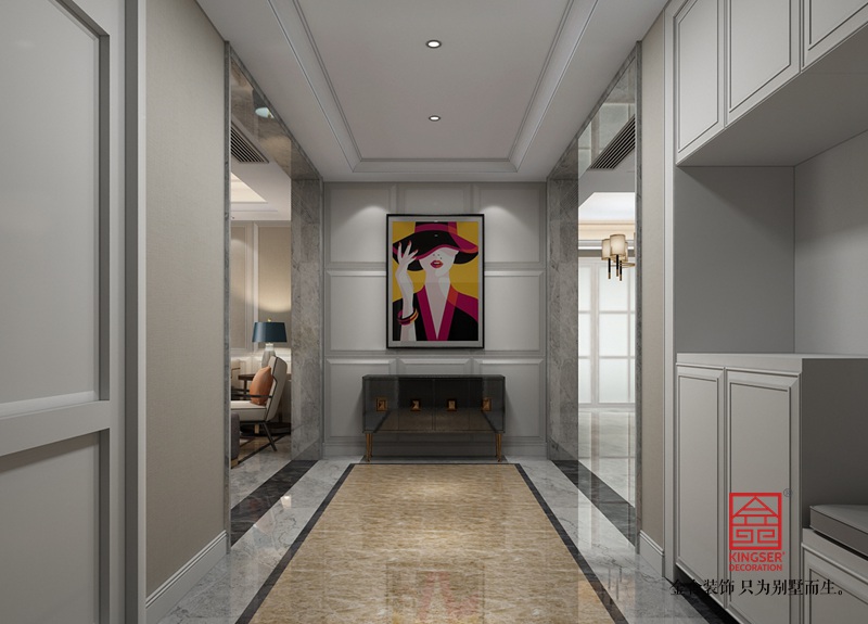 荣盛华府213平美式风格装修-玄关