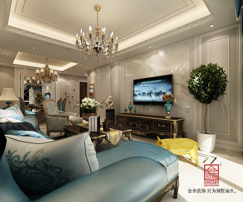 中冶德贤公馆123平米装修-混搭风格-客厅