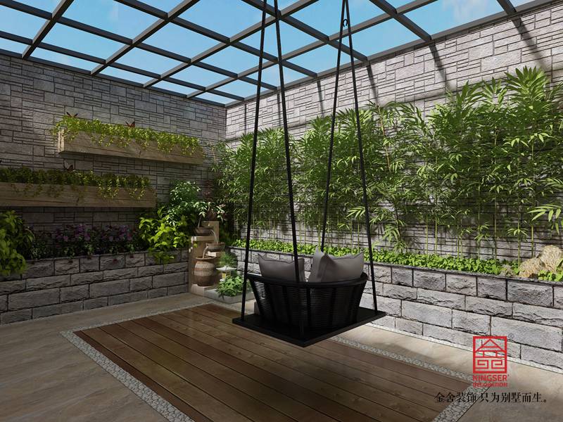 天成雅苑240平米新中式装修-庭院