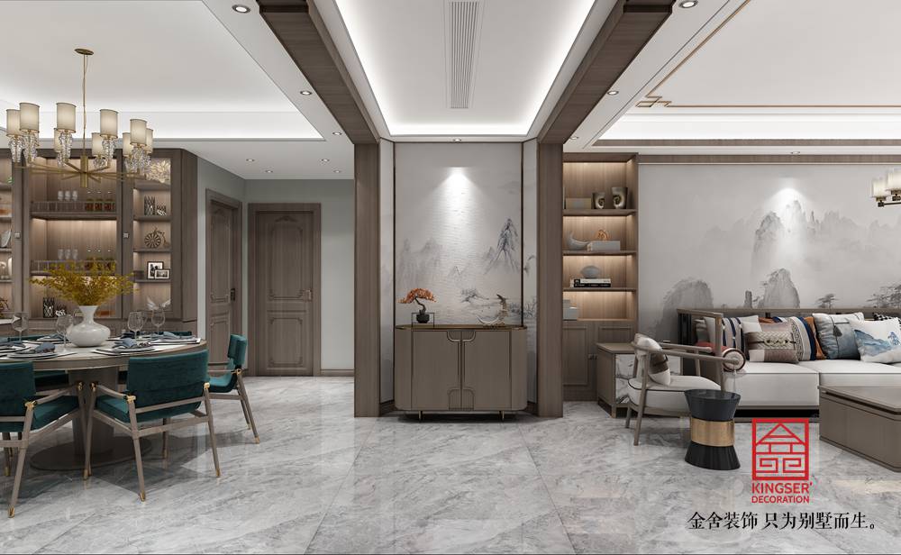 融创中心180平中式风格装修-玄关