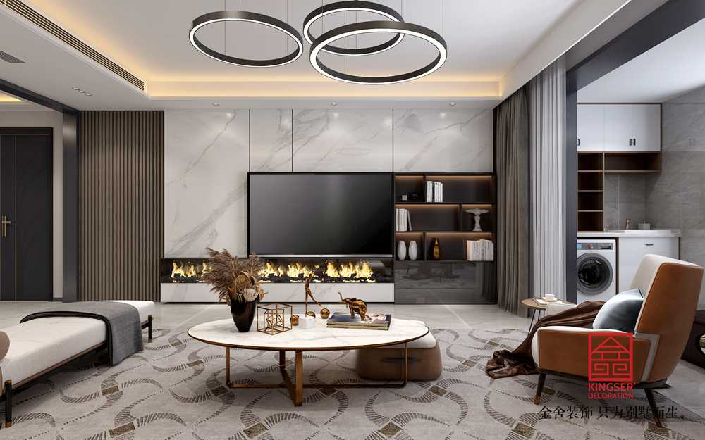 荣盛华府190平米装修-现代风格-客厅