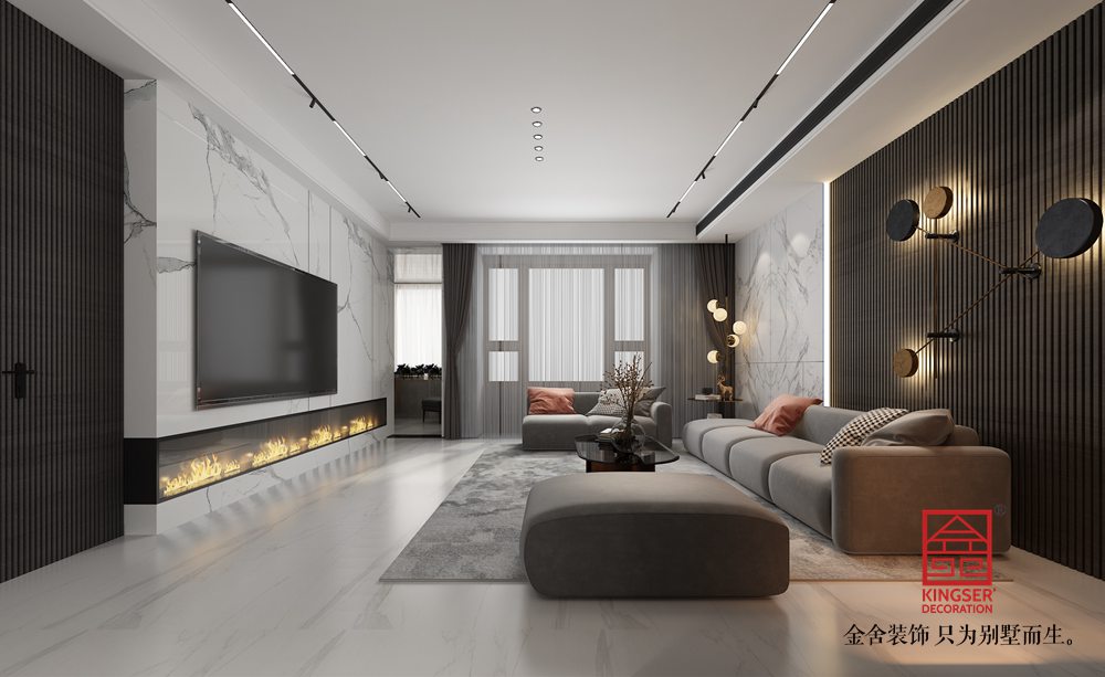 荣盛华府178平米装修-现代风格-客厅