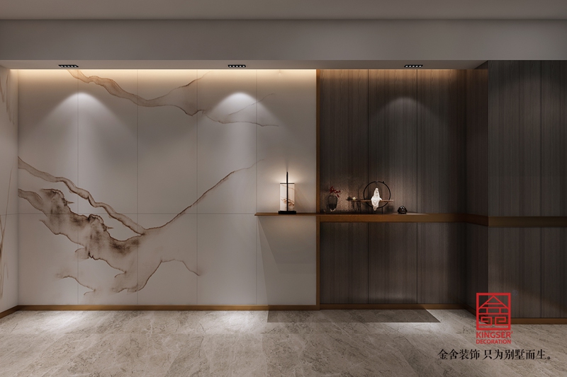 新乐私人会所400平米中式装修-玄关