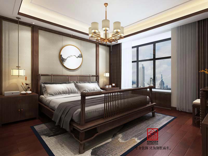 荣盛华府中式风格装修效果图-卧室