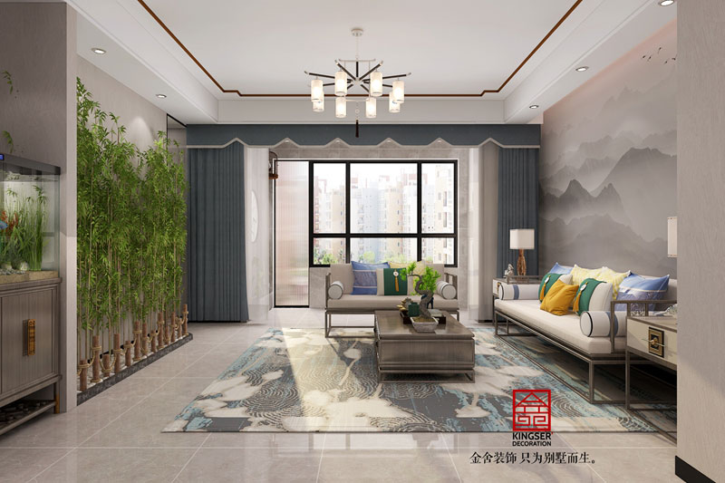 丽景蓝湾114平米现代中式装修效果图