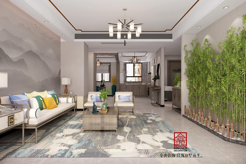 丽景蓝湾114平米现代中式装修效果图