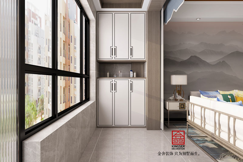 丽景蓝湾114平米现代中式装修效果图