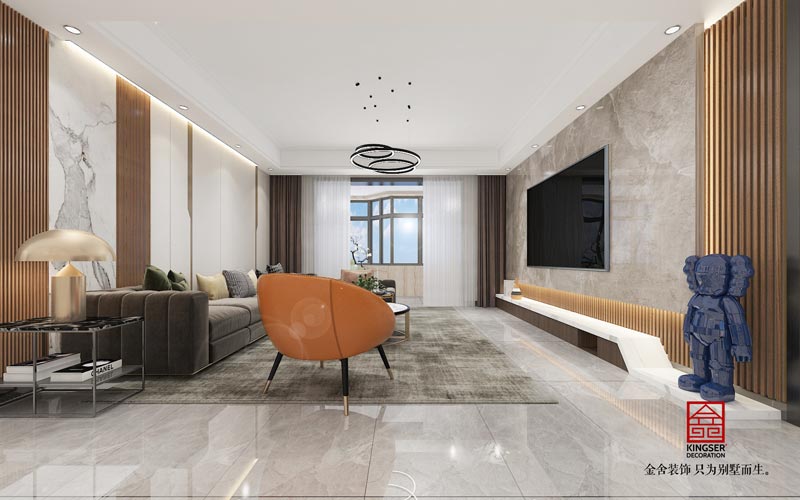 荣盛华府简约轻奢风格装修-客厅