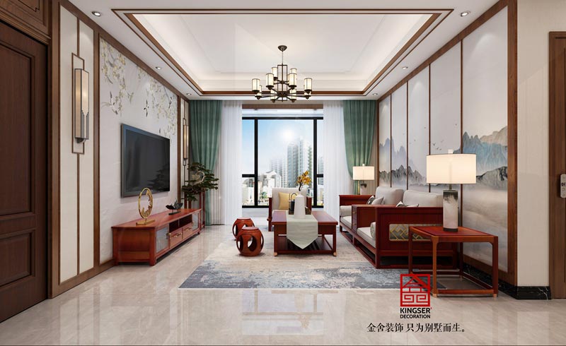融创中心新中式装修效果图-客厅