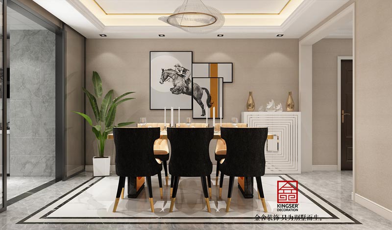 融创中心180平米美式轻奢风格装修设计