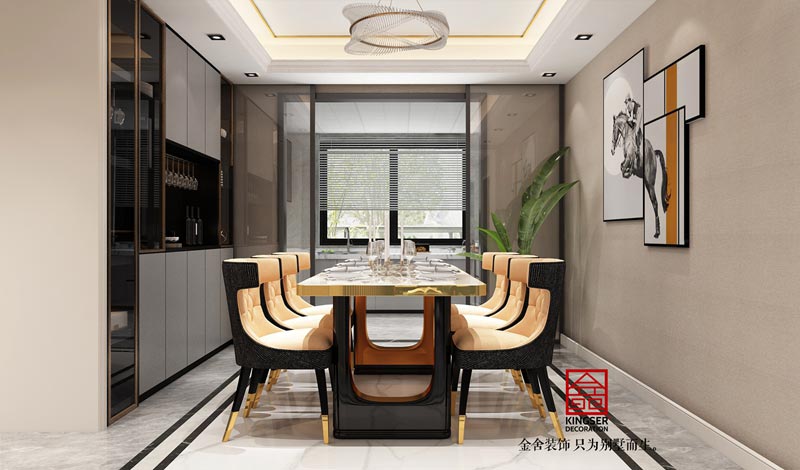 融创中心180平米美式轻奢风格装修设计