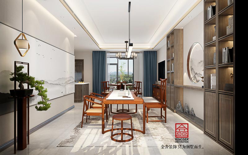 万合名著下跃装修260平米新中式风格效果图