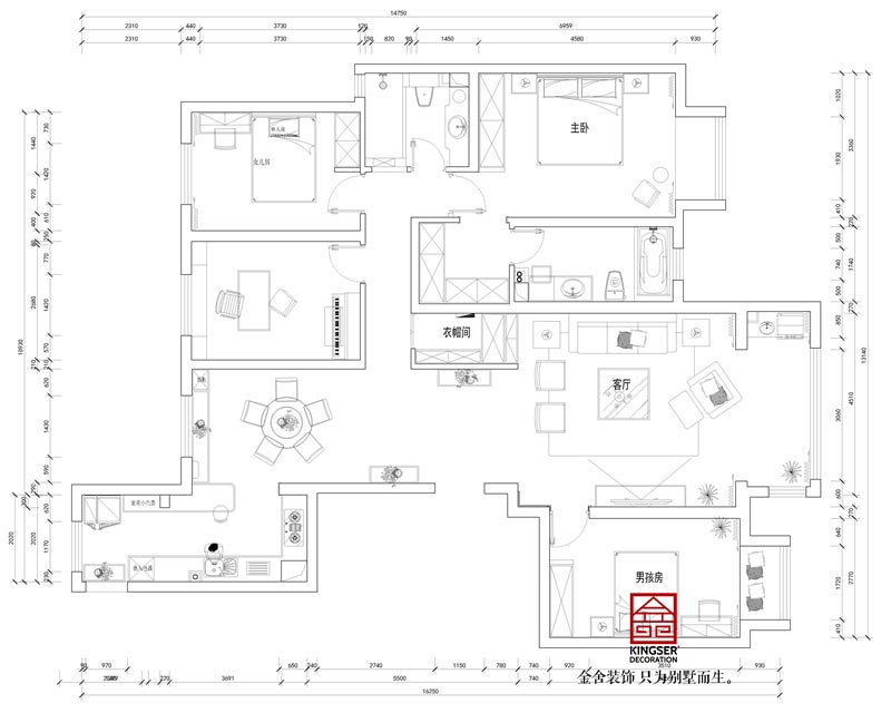 东南智汇城191平米户型平面布置图