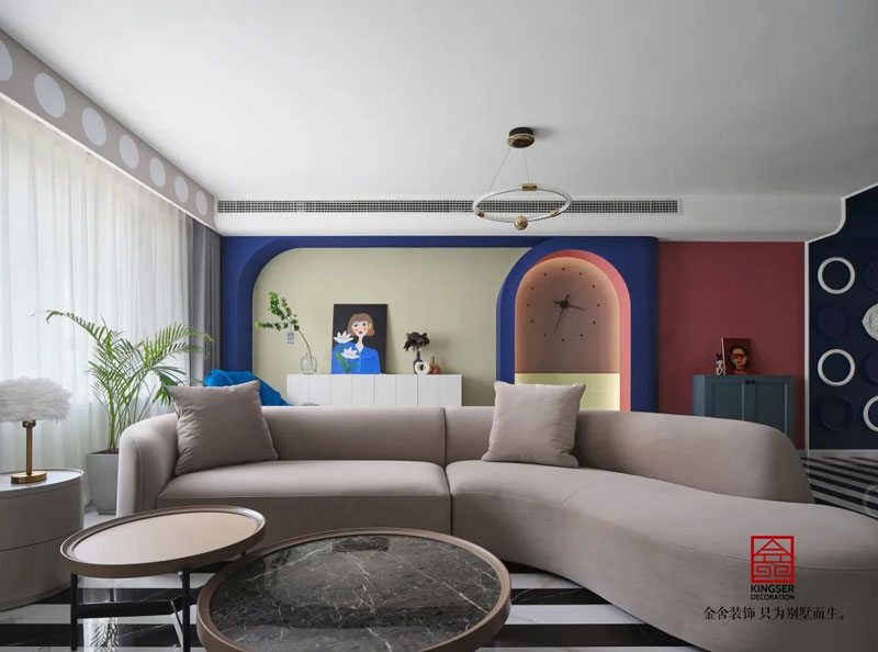 秀水名邸120㎡孟菲斯风格装修设计