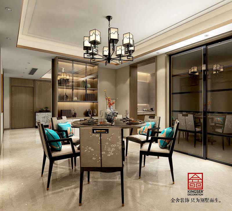 明靖庄园新中式风格餐厅装修设计