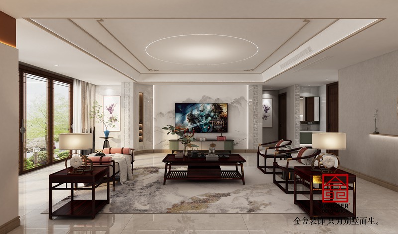 邢台皓顺府370平新中式风格别墅装修效果图