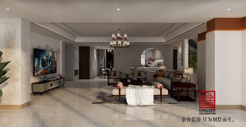 邢台皓顺府370平新中式风格别墅装修效果图