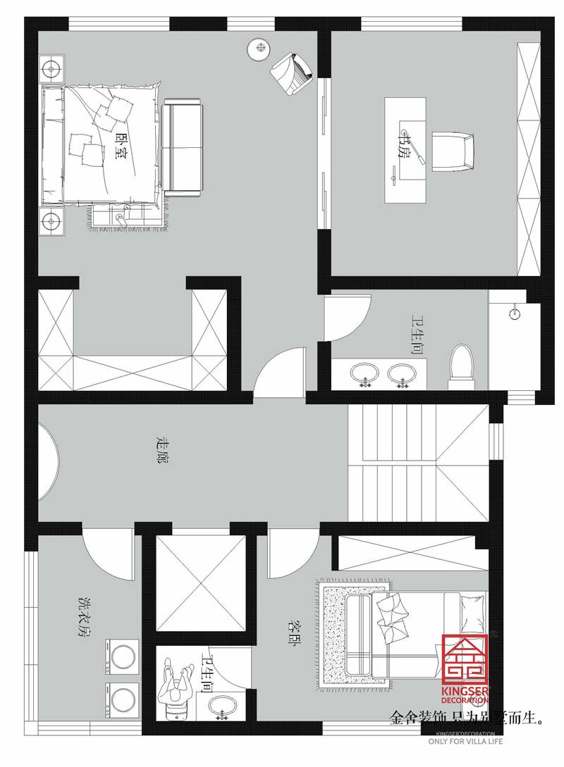 融科瀚棠360㎡联排别墅户型一层平面布置图