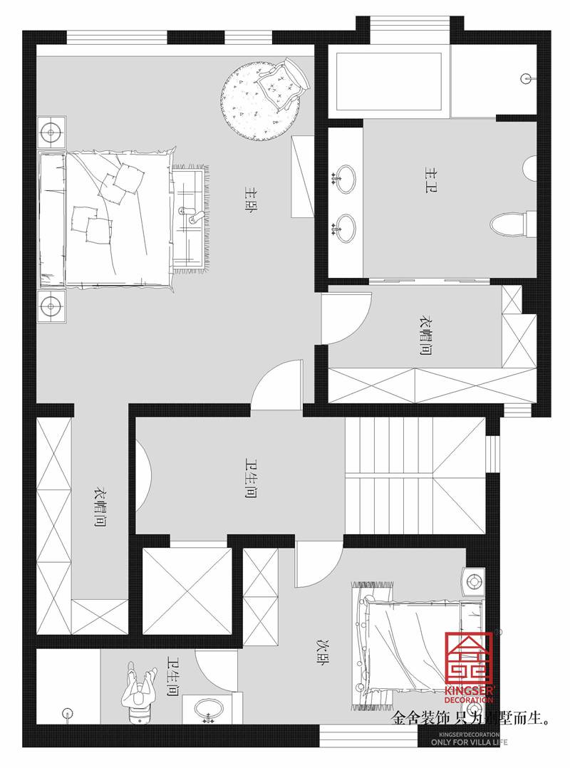 融科瀚棠360㎡联排别墅户型三层平面布置图