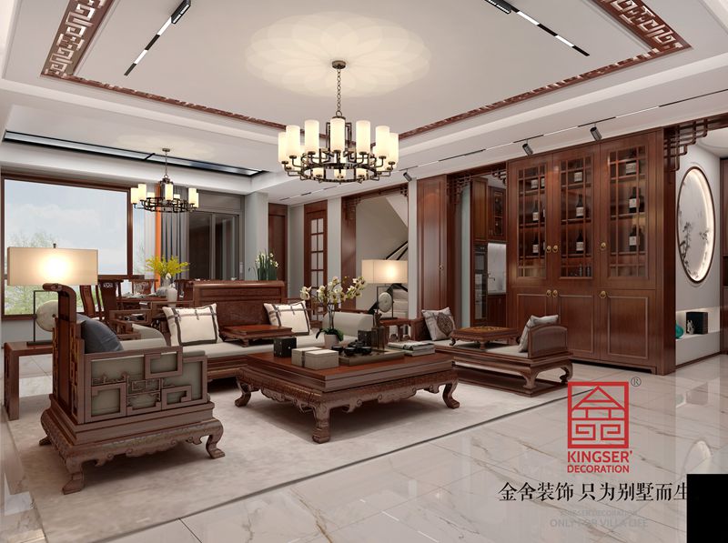 正定开元府260平简约中式装修效果图