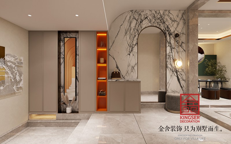 衡水汉王府别墅装修现代法奢风格玄关效果图