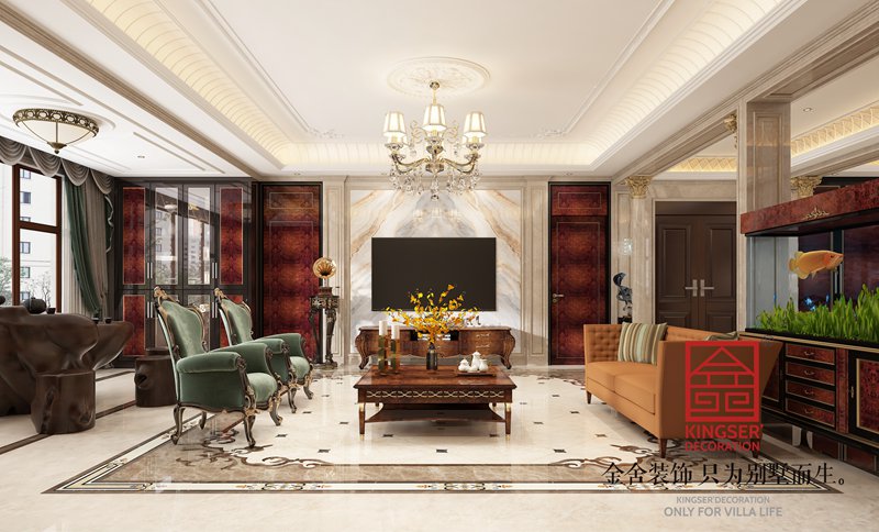 安平天阅东方300㎡欧式风格装修效果图