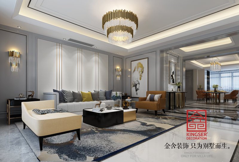 荣盛华府210㎡美式风格装修效果图