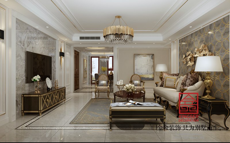 荣盛华府欧式风格客厅装修设计