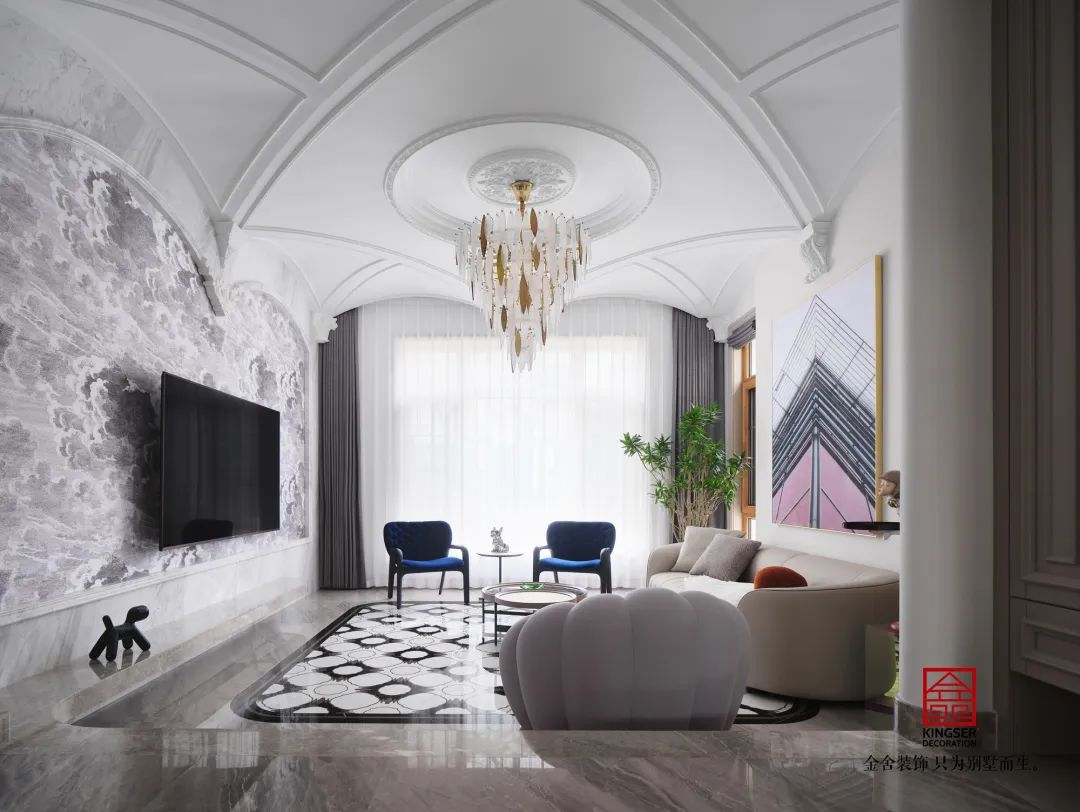 原河名墅500㎡法式风格装修实景图